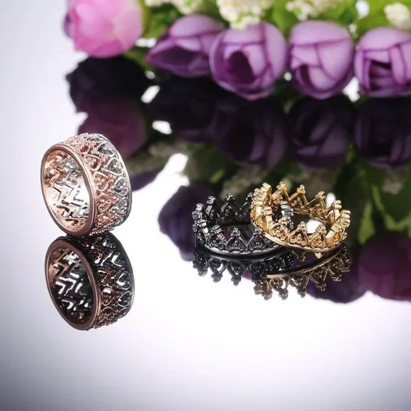 🔥 Heart Wreath Basic Simple Colorful Heart Rings for Women, PD530 - Picture 7 of 8